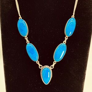 Silver wrapped, Robin’s Egg Blue, Agate Necklace